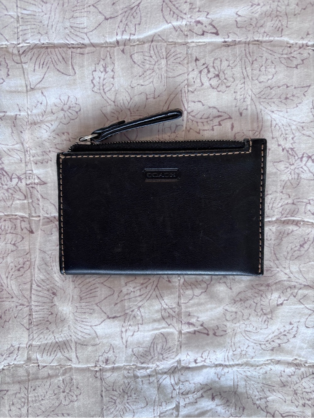Coach Black Leather Zip Card Pouch
